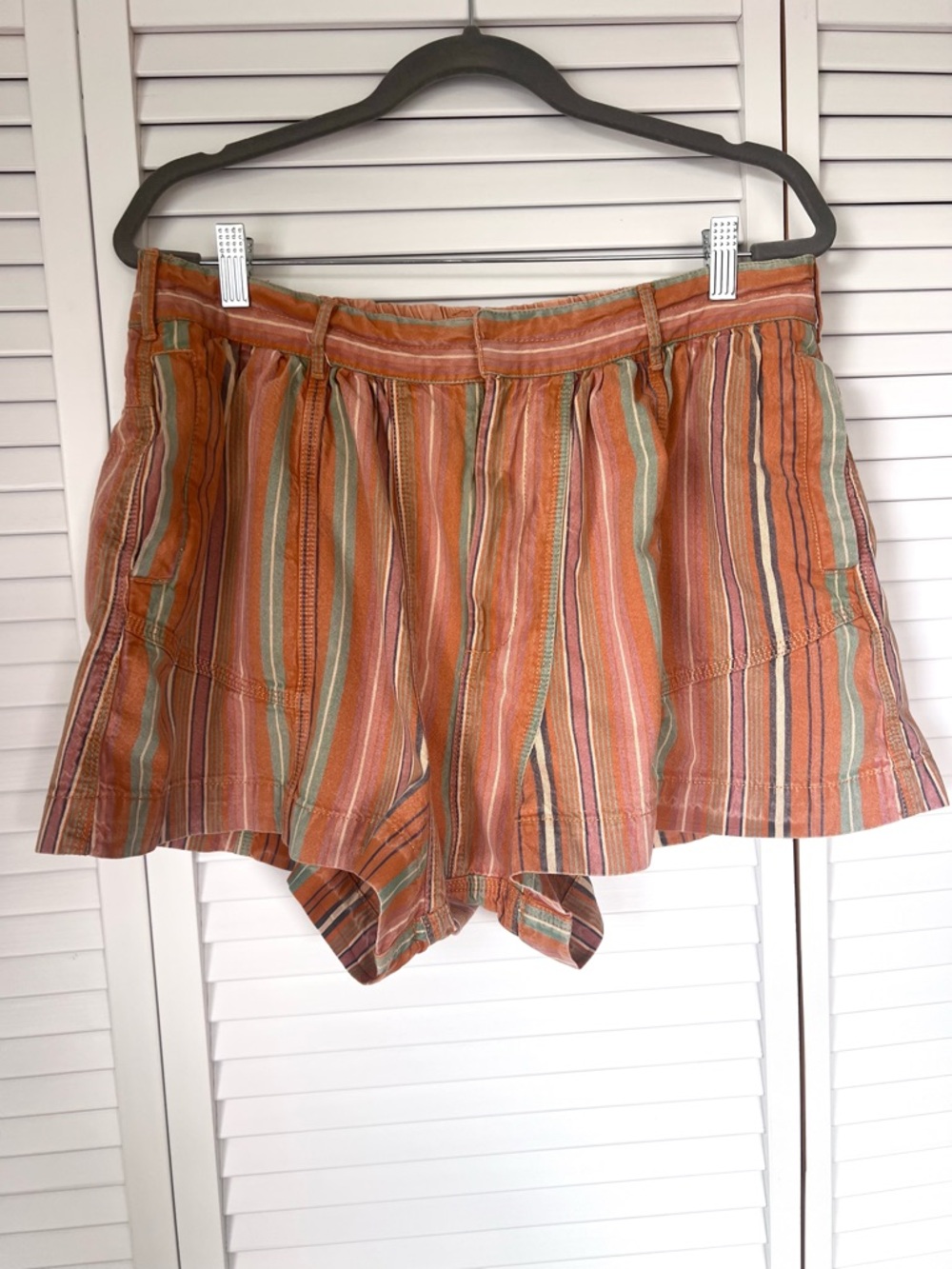 Free People Women’s Rust Orange Striped Kahuna Harem Shorts With Drawstring S: L